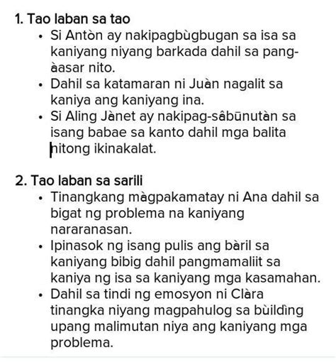 Magbigay Ng Tigatlong 3 Halimbawa Sa Bawat Uri Ng Tunggalian URI NG