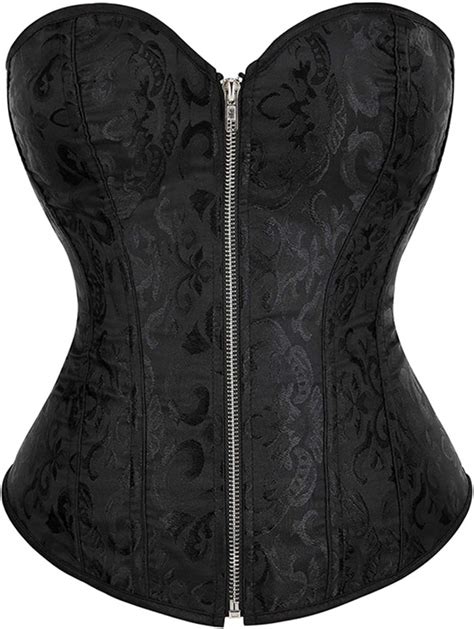 Moessa Women S Lace Up Boned Overbust Corset Bustier Lingerie