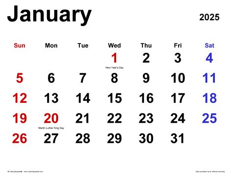 January 2025 Calenda Lizzy Querida