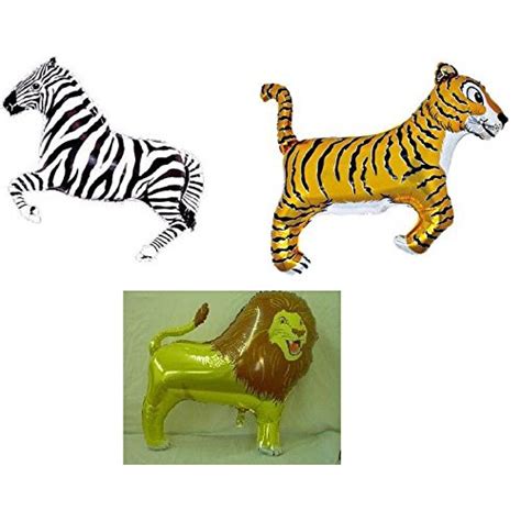 Set Of Inch Tiger Lion Zebra Shaped Foil Balloons Jungle