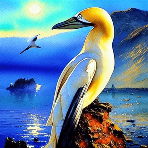 Impressionist A Beautiful View Gannet Landscape Watercolor By Karol Bak