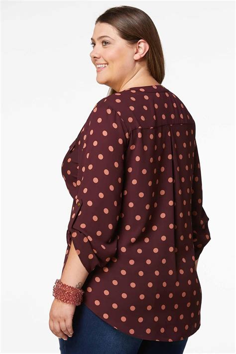 Cato Fashions Cato Plus Size Polka Dot Equipment Top