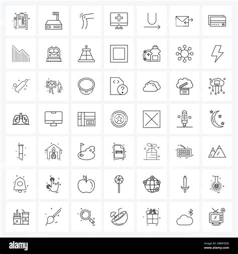 Set Of 49 Line Icon Signs And Symbols Of Underline Text Fracture