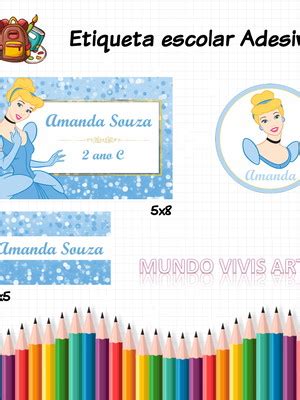 Etiquetas Escolares Cinderela Compre Produtos Personalizados No Elo7