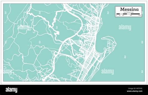 Messina Italia Mapa De La Ciudad En Estilo Retro Mapa De Esquema Ilustración Vectorial Imagen