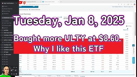 Tuesday Jan 8 2025 Bought More ULTY At 8 60 Bought More ULTY At 8