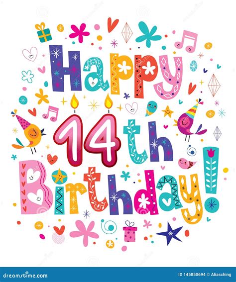 Happy 14th Birthday Stock Vector Illustration Of Diamond 145850694