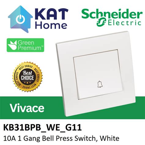 Schneider Electric Vivace Series 10a 250v 1 Gang Bell Press Switch With Bell Icon White