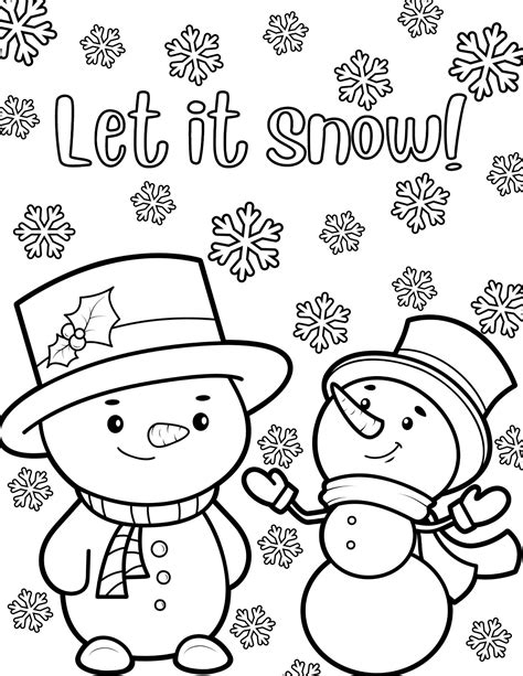 Let It Snow Snowmans Printable Coloring Page Etsy