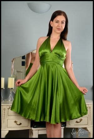 Imx To Satinplay Tindra Frost Green Silk Dress