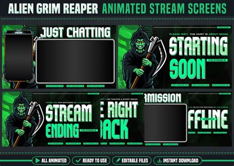 Alien Grim Reaper Stream Overlay Pack Heroic Fantasy Overlays Overlay