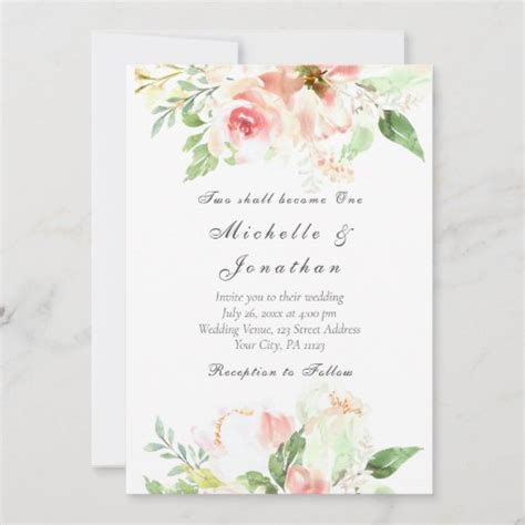 Elegant Blush Pink Floral Christian Wedding Invitation Zazzle