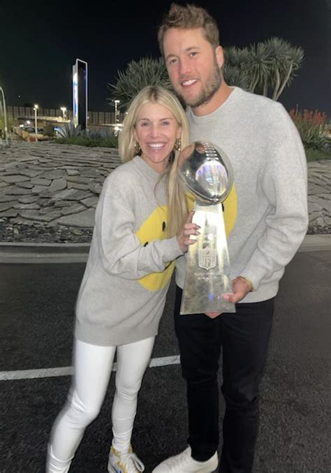 Matthew Stafford Kisses Wife Kelly While Holding Lombardi Trophy Crumpe