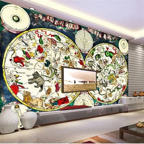 Vintage Zodiac Star Map Wallpaper Mural, Custom Sizes Available – Maughon's