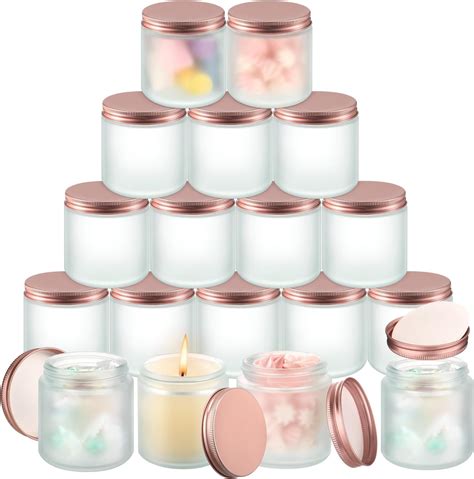 Tioncy 12 Pcs 8 Oz 250 Ml Thick Glass Jars With Metal Lids Clear Candle Making Jars