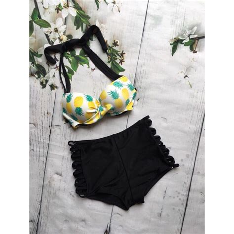 Bikini mảnh áo tắm áo bơi nữ dứa đẹp sexy mặc đi biển Ảnh chụp thật BigBuy