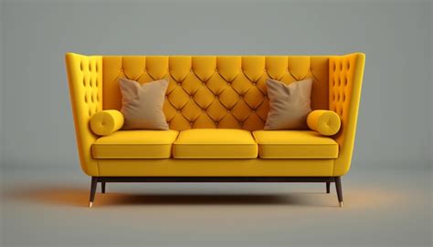 Premium Photo A Yellow Couch With A Yellow Couch And A Pillow On It