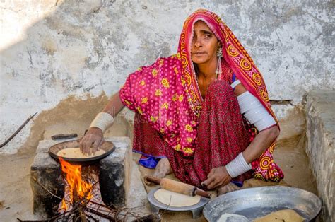 Woman Cooking Food On Wood Fire Editorial Photo Image Of Bake