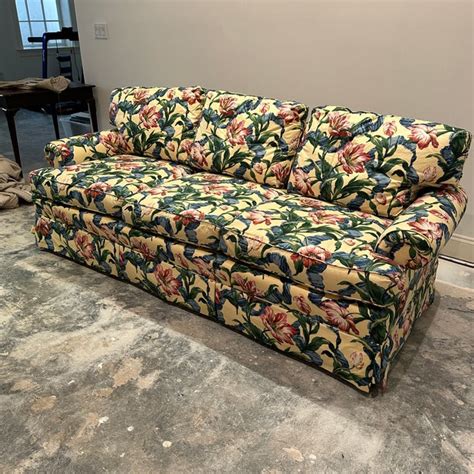 Vintage Yellow Floral Sofa | Chairish