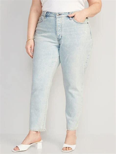 Old Navy Curvy Og Straight Jeans Womens 18 Tall Blue High Rise Button