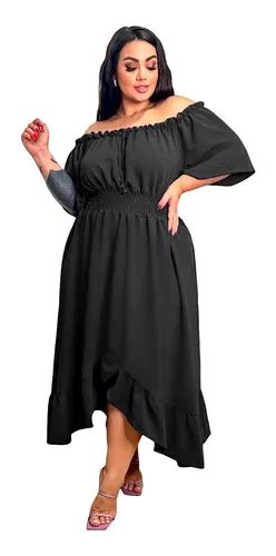 Vestido Plus Size Ciganinha Babado Duna Pipoca Lastex Longo Frete Gr Tis