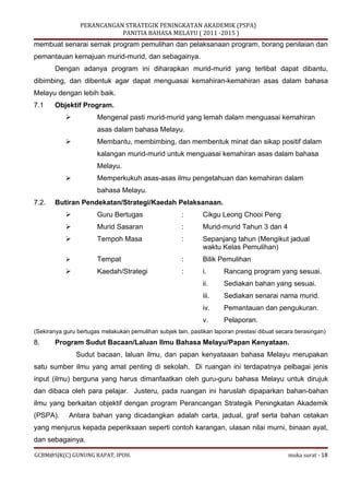 Kertas Kerja Perancangan Strategik Peningkatan Akademik Bahasa Melayu