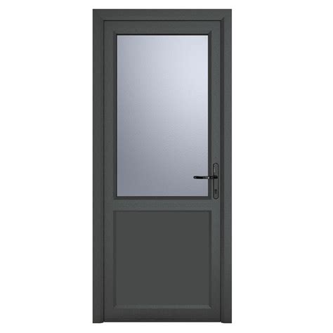 Crystal Upvc Grey External White Internal Obscure Single Door Half