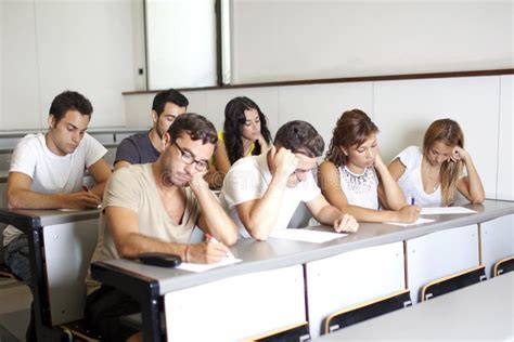 Bored Students Studying in Class Room Stock Image - Image of class ...