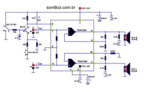 Amplificador Integrado De 50 Watts Tda 7265 SomBox