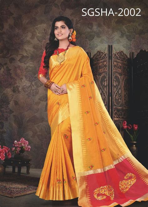 Sangam Shantipuri Handloom Pure Crystal Silk Saree Wholesaler