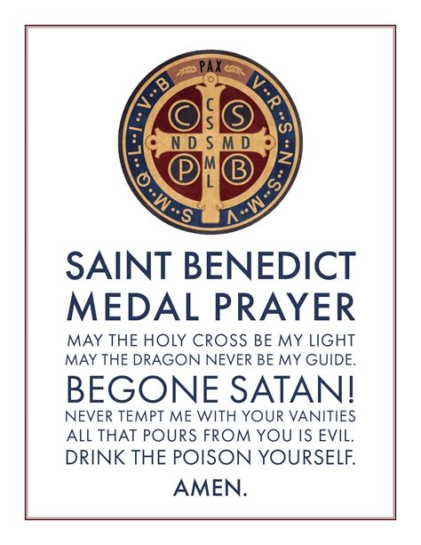 Saint Benedict Medal Prayer Card 4 on a Page Downloadable - Etsy