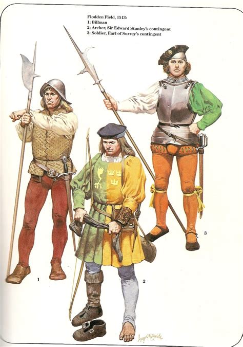 Early Tudor Infantry Flodden Field L To R Billman Archer Of Sir