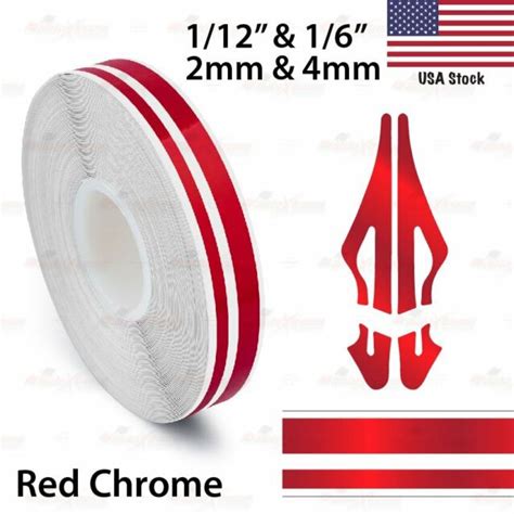 RED CHROME 1 2 PINSTRIPE Car Model Pinstriping Double TAPE Vinyl