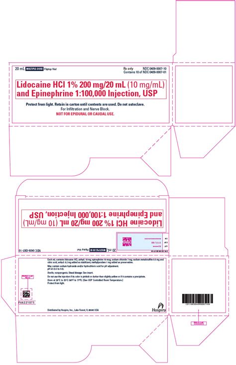 Lidocaine Hydrochloride And Epinephrine Hospira Inc FDA Package Insert