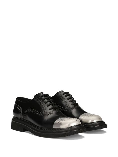 Dolce And Gabbana Francesina Contrast Toecap Rubber Derby Shoes Black