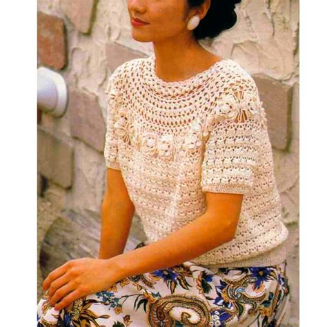 Crochet Pattern Delicate Romantic Ladies Sweatertop Womens Crochet Top Pattern Ladies Lacy