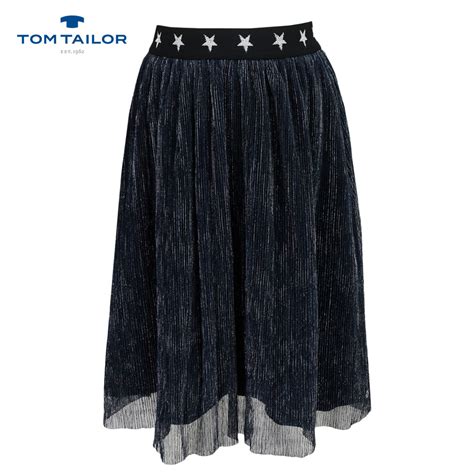 Бляскава пола с мек тюл в черно от Tom Tailor | Точици