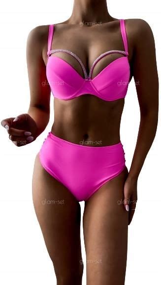 Kostium kąpielowy strój bikini Kolor Barbie Róż Ceny i opinie Ceneo pl