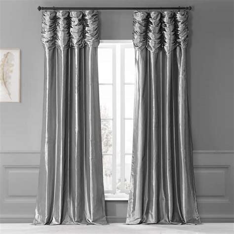 Exclusive Fabrics And Furnishings Platinum Ruched Solid Faux Silk Room