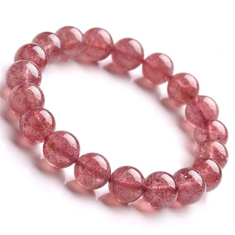 Lizifang Mm Natural Strawberry Quartz Crystal Stretch Round Bead