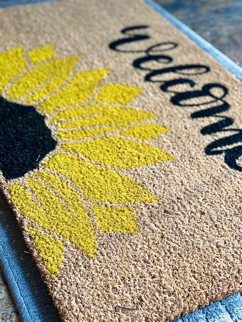 Flower Welcome Mat Sunflower Doormat Summer Doormat Etsy