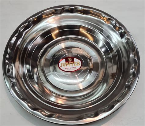 Silver Round Stainless Steel Border Soup Plate For Home Size