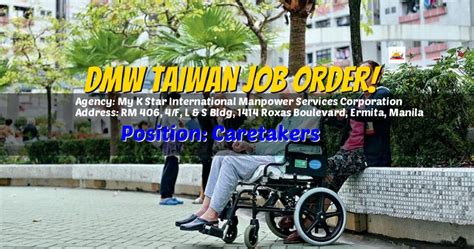 DMW Taiwan Hiring Caretakers Under My K Star International Manpower