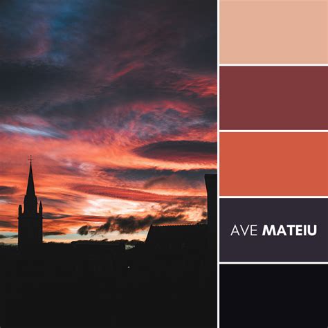 Autumn Sunset Over Leith Edinburgh Scotland Color Palette 385 Ave