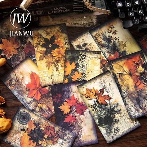 JIANWU 40 Sheets Floating Flower Series Vintage Butterfly Flower