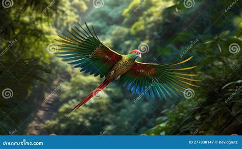 Flying Resplendent Quetzal. Generative AI Stock Illustration ...