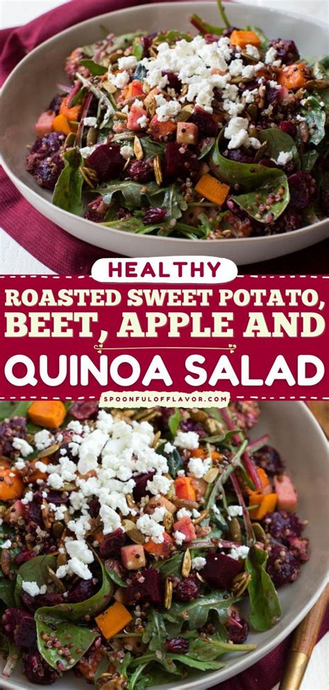 Healthy Roasted Sweet Potato Beet Apple And Quinoa Salad With Feta Cheese