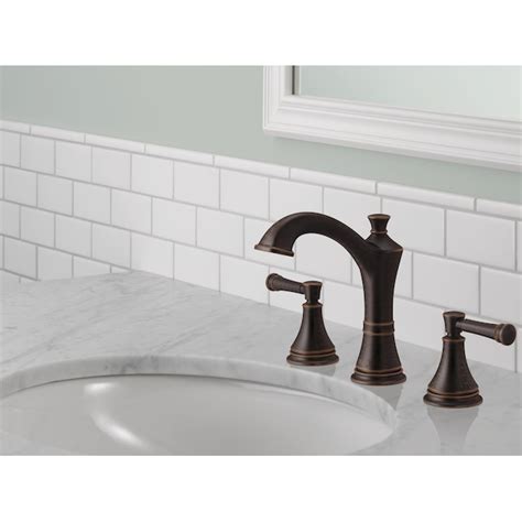 Delta Vero Champagne Bronze Widespread 2 Handle Watersense Bathroom Sink Faucet With Drain In