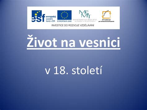 Život na vesnici v 18 století ppt stáhnout