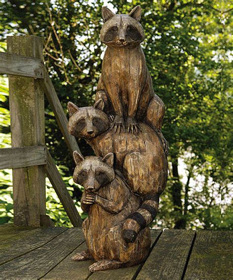 Raccoon Totem Statue Modern Garden Statues And Yard Art